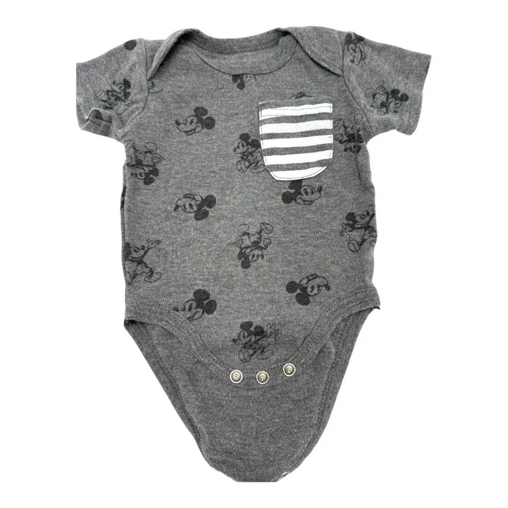 Gray Mickey Mouse Baby Boy Two Piece Set Outfit